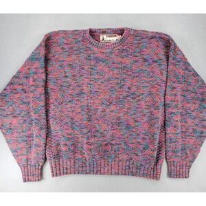 Vintage Y2K Tobruk Rainbow Cotton Knit Crew Neck Sweater Mens XL Outdoor Ski USA